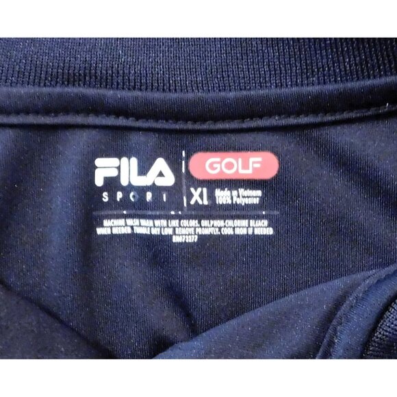 Fila Sport Golf Polo Shirt Mens XL Black Red Buttons Short Sleeve Polyester - Picture 7 of 7